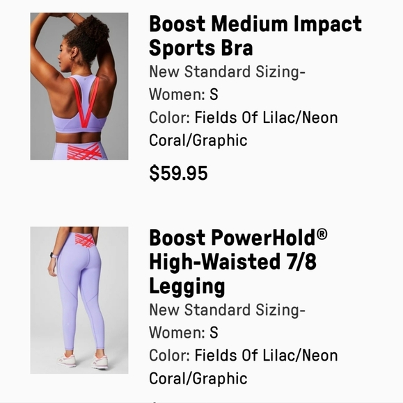 NWOT! Fabletics Boost Powerhold high waisted legging Color: FIELDS OF LILAC/NEON - Picture 6 of 6